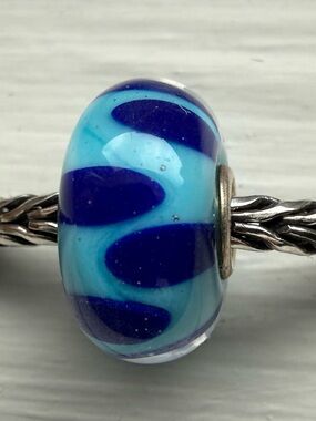 Trollbeads Turquoise and Cobalt Blue Glass Bead